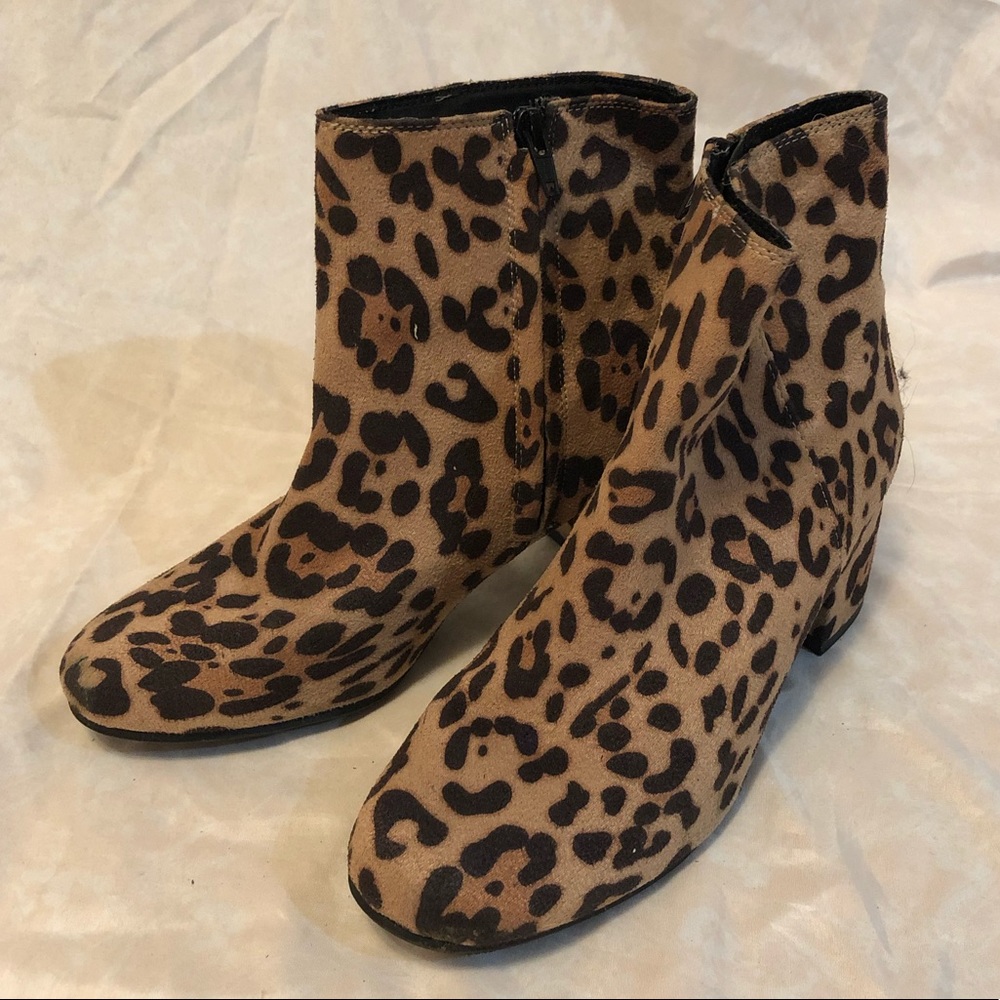Faux Suede Leopard Print Booties